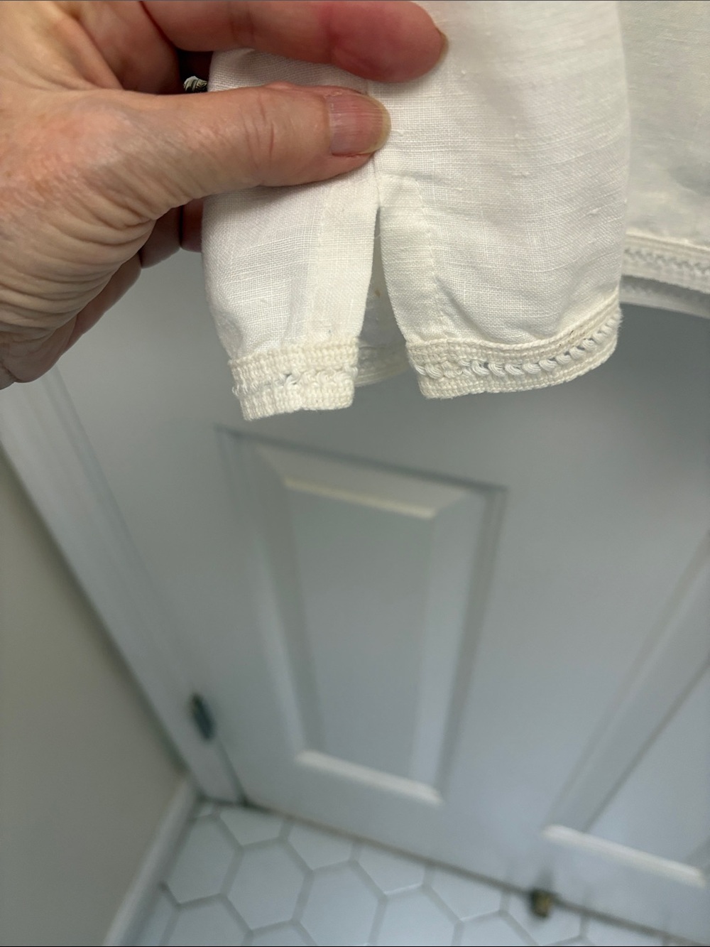 White Square Neck Linen Top - Picture 4 of 7